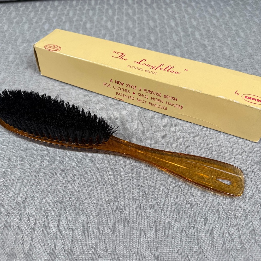 Empire “The Longfellow” Clothes Brush with Amber Handle, Vintage, Shoehorn